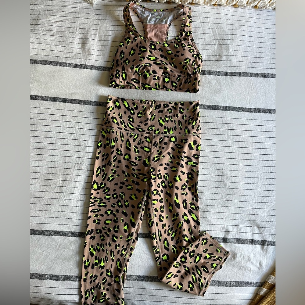 Fabletics neon leopard set